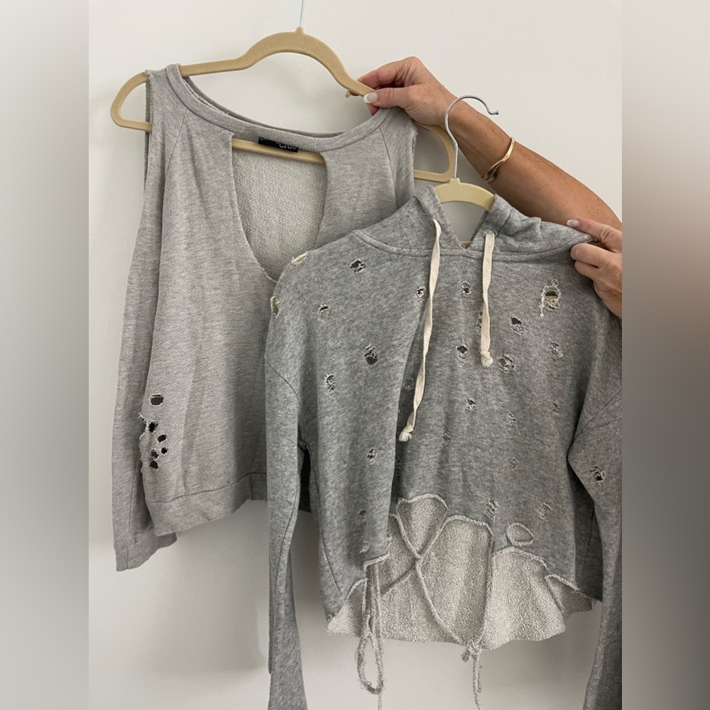 2 Medium Trendy Grey Soft Sweatshirts BUNDLE